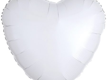 Opaque White Mettallic Heart Foil Balloon 18in Fashion