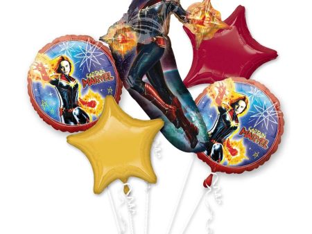 Captain Marvel Balloon Bouquet 5pcs on Sale