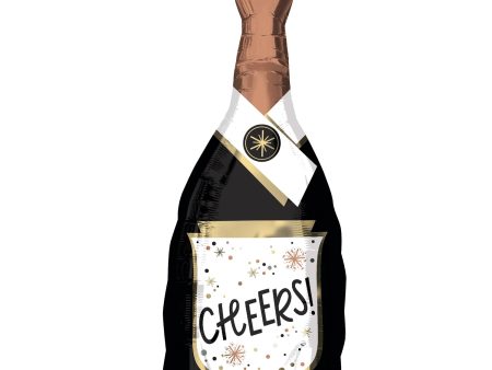 Cheers Confetti Bubbly Bottle Supershape Foil Baloons on Sale