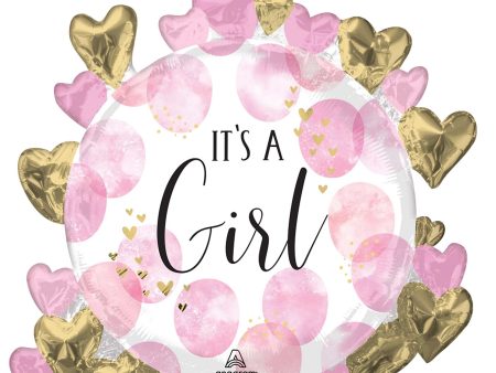 Baby Girl Pink Watercolor Supershape Foil Balloons For Sale