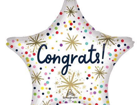 Congratrs Confetti Sprinkle Star Jumbo Foil Balloon 28in Hot on Sale