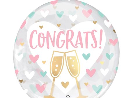 Clear Congrats Hearts Foil Balloon Online now