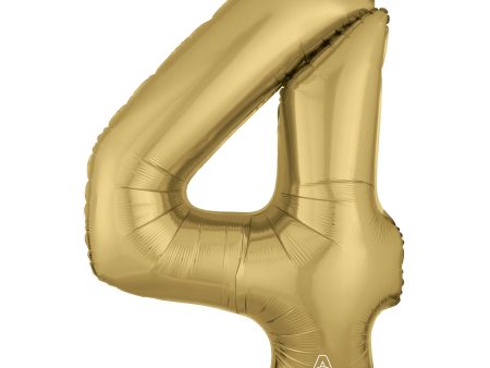 Number 4 White Gold Supershape Foil Balloon For Discount