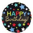 Satin Happy Birthday Stars Foil Balloon 18in Discount