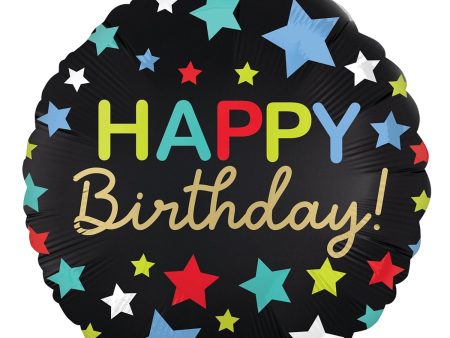 Satin Happy Birthday Stars Foil Balloon 18in Discount